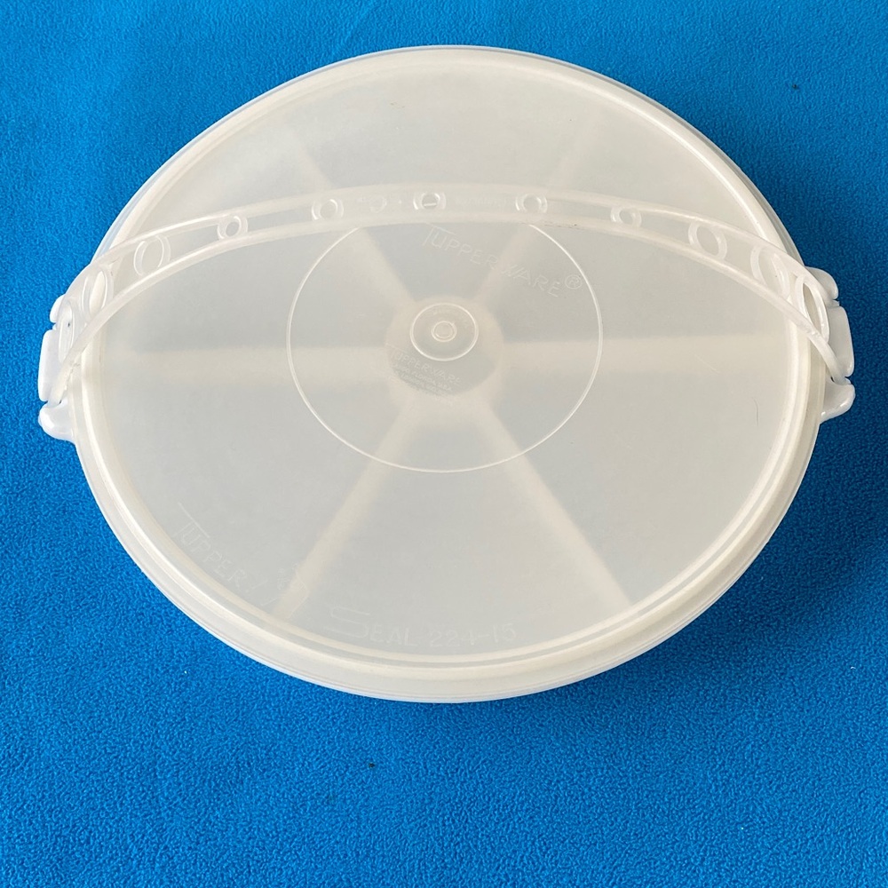 Tupperware Divided Serving Tray, Lid, Handle Vintage